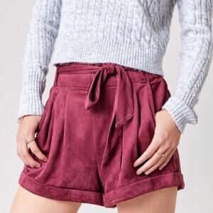 Francesca’s Collection Tara Faux Suede Burgundy Shorts Size S